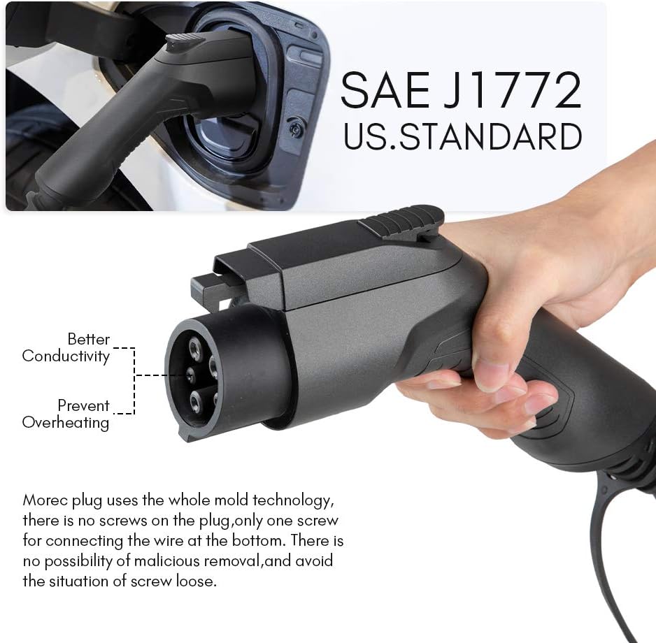 15A MOREC Level 1 Portable Electric Vehicle Charger 20FT with NEMA 5-15 Plug - 15APCD018