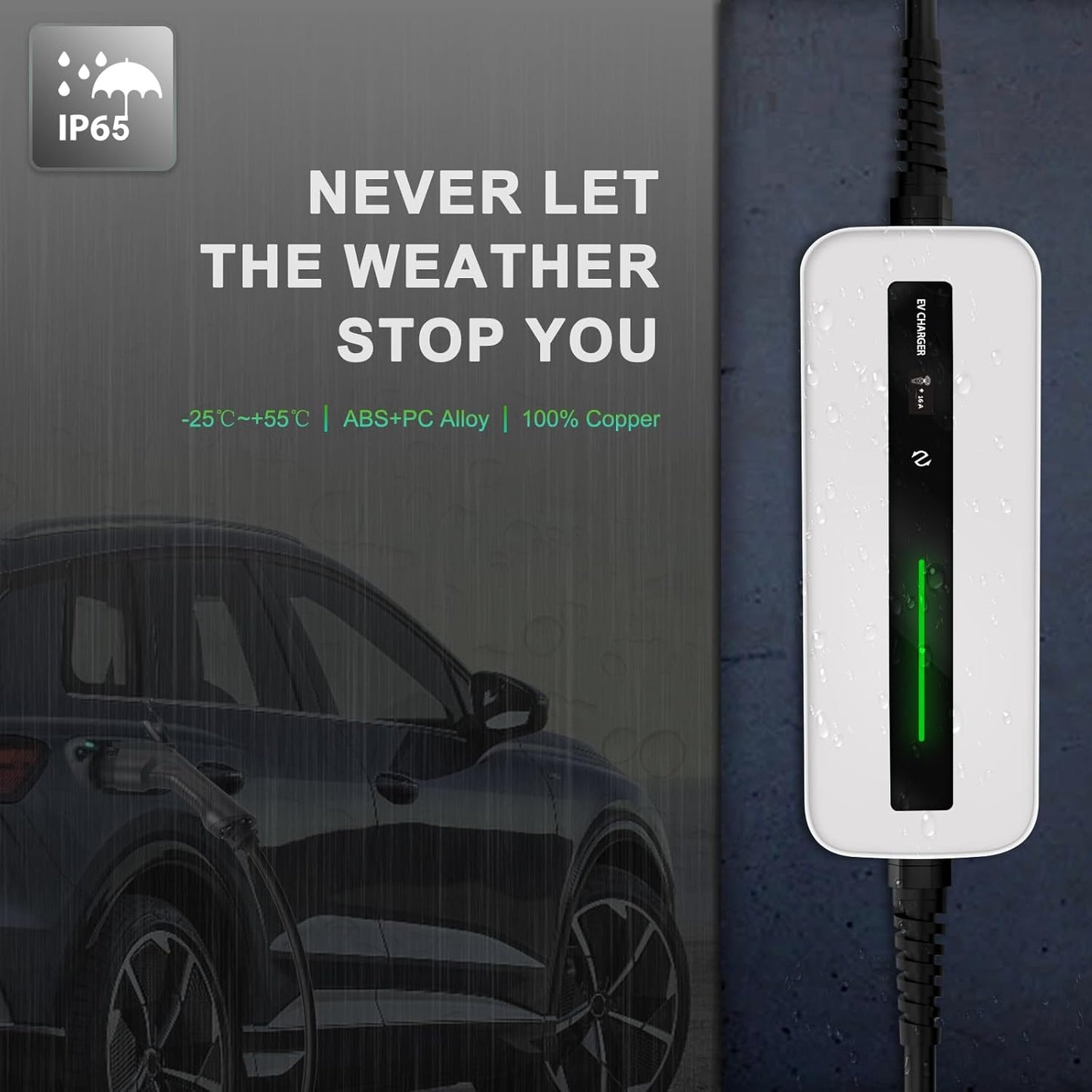 15A MOREC Level 1 Portable Electric Vehicle Charger 20FT with NEMA 5-15 Plug - 15APCD018