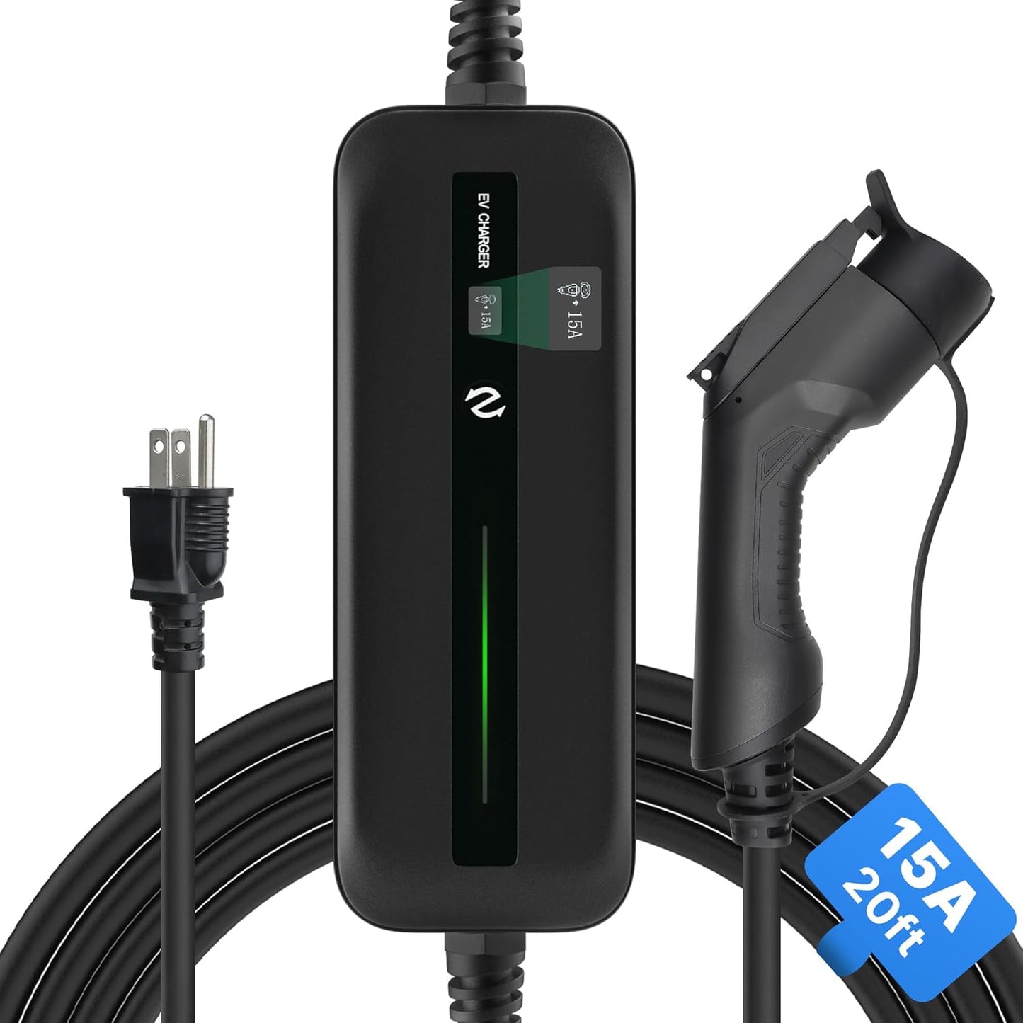 15A MOREC Level 1 Portable Electric Vehicle Charger 20FT with NEMA 5-15 Plug - 15APCD018