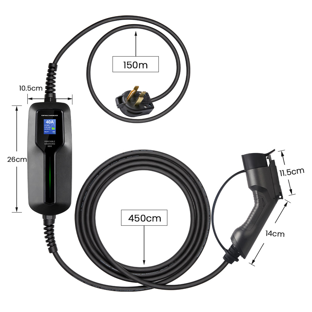 MOREC Type 1 9KW/7KW Portable EV Charger Fast Electric Charging Solution with Nema 14-50 Plug - PCD041T1