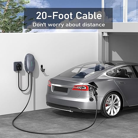 MOREC EV Wallbox NEMA14-50 40A Type 1 Plug Elliptical EV Charging Station - WB10T1G
