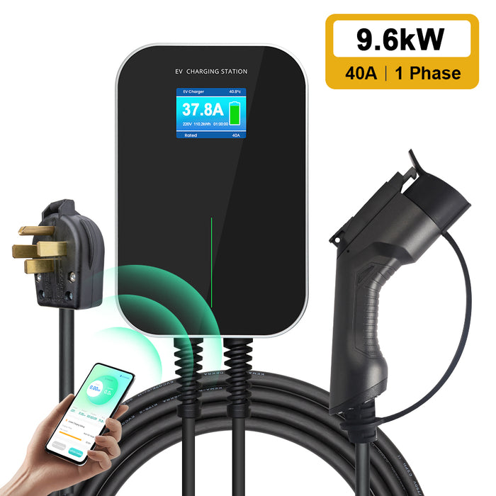 MOREC BS20C Type 1 40A EV CHARGING STATION MAX 9.6KW(SUPPORT APP CONTROL),with nema 14-50 plug