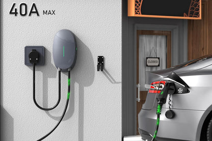 MOREC EV Wallbox NEMA14-50 40A Type 1 Plug Elliptical EV Charging Station - WB10T1G