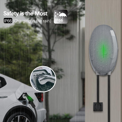 MOREC EV Wallbox NEMA14-50 40A Type 1 Plug Elliptical EV Charging Station - WB10T1G