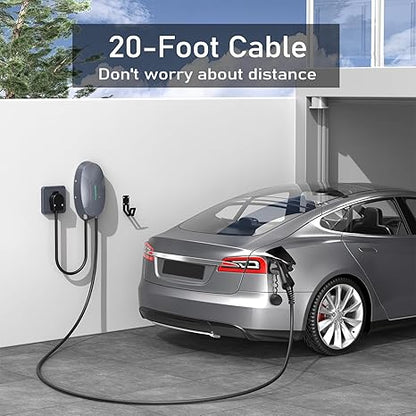 MOREC EV Wallbox NEMA14-50 40A Type 1 Plug Elliptical EV Charging Station - WB10T1G