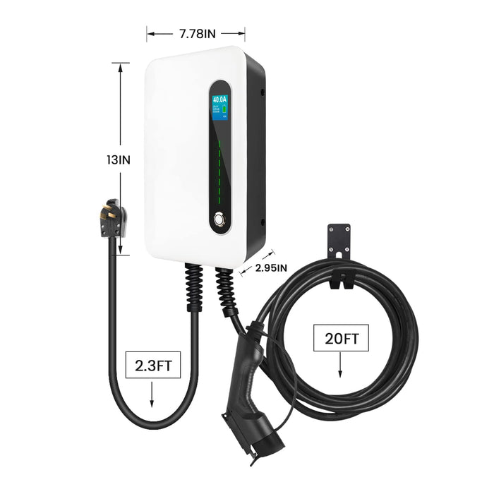 MOREC F30C 40A EV CHARGING STATION MAX 9.6KW(SUPPORT NEMA 6-50 PLUG)