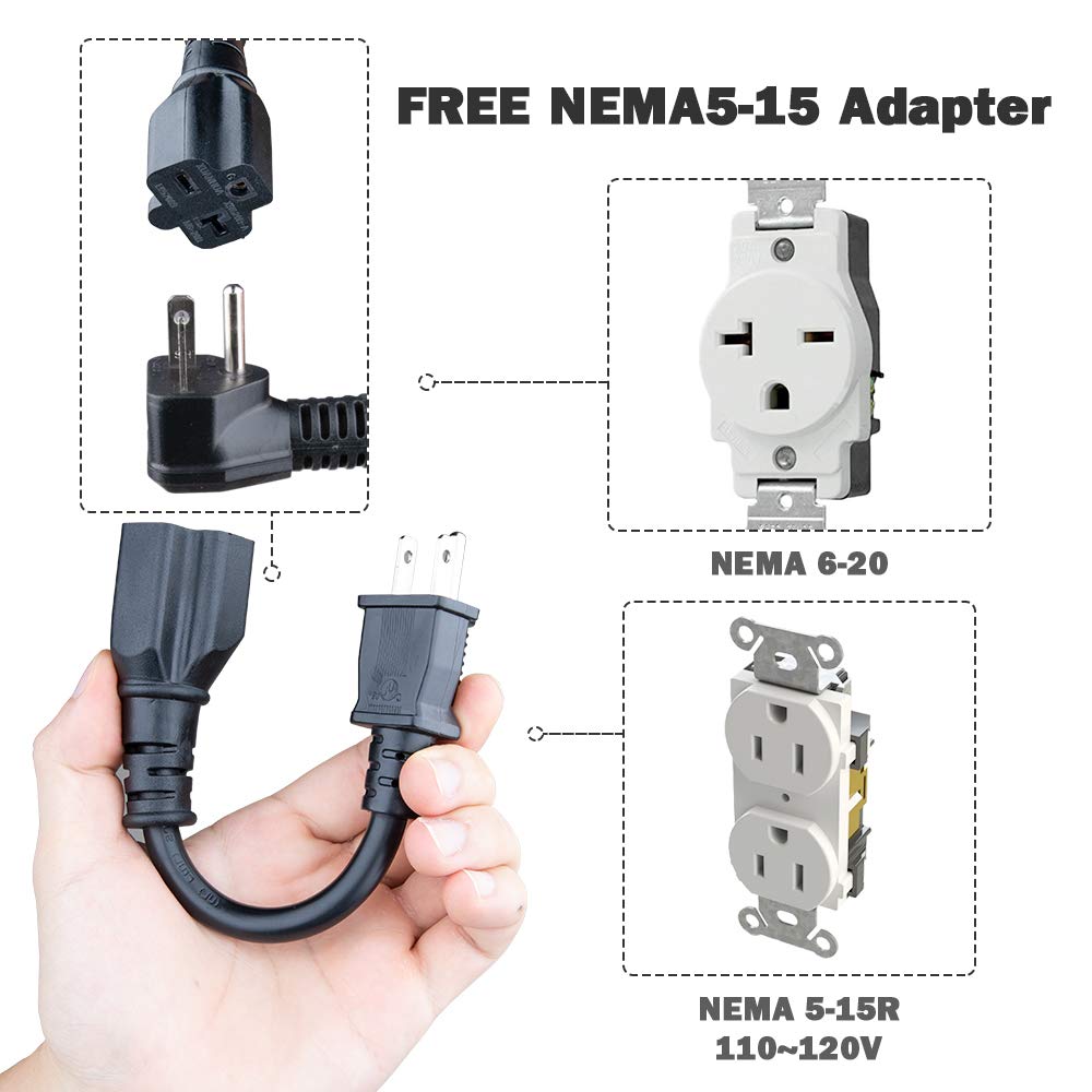 Morec EV Charger 16A 3.68KW NEMA6-20 Plug with Adapter for NEMA 5-15, –  MOREC.us
